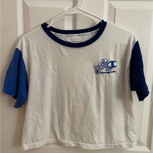 Champion White and Blue Short Sleeve Tee